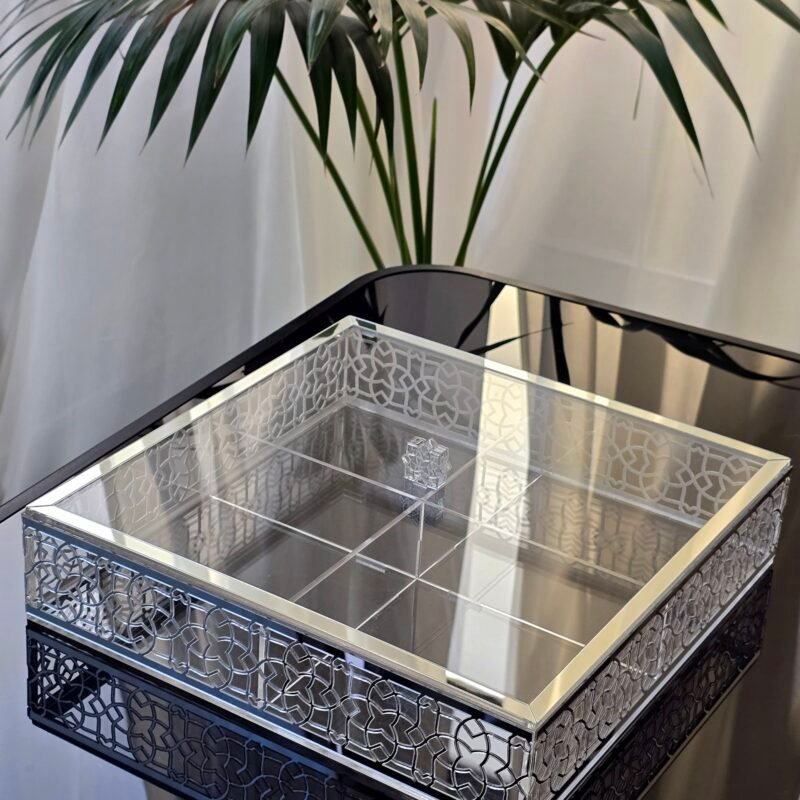 30cm Square Dessert Box with removable dividers in Silver